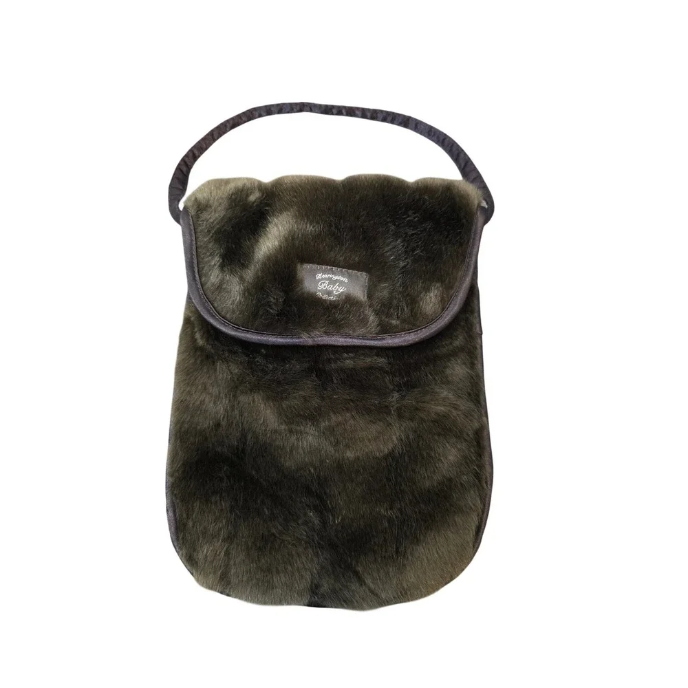 Bearington Baby Collection Brown Faux Fur Plush Satin Lined Handbag Bag